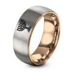 Personalized His And Her Gifts – rose gold & silver tungsten menorah ring