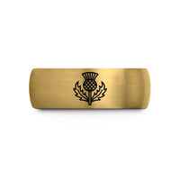 unique presents for couples – gold & silver tungsten thistle scotland wedding band