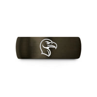 engraved wedding bands – gunmetal & black tungsten vulture wedding band
