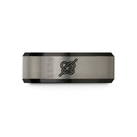 mens comfort fit rings – black & blue & silver tungsten carrick bend wedding band
