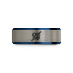 custom tungsten rings him – black & blue & grey tungsten carrick bend wedding band
