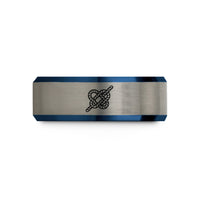 custom tungsten rings him – black & blue & grey tungsten carrick bend wedding band