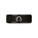 engraved tungsten ring him – black tungsten ear protection wedding band