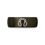 unique mens tungsten bands – gunmetal & black tungsten ear protection wedding band