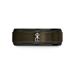 custom rings for women – gunmetal & black tungsten ailm symbol wedding band