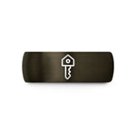 personalized couples rings – gunmetal & black tungsten house key wedding band