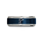 wedding bands for couples – blue & grey tungsten power drill wedding band
