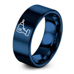 wedding bands for couples – blue tungsten power drill ring