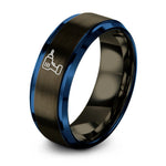 gunmetal & blue tungsten power drill ring