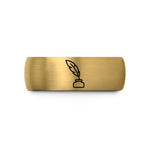 tungsten wedding rings men – black & gold tungsten quill ink wedding band