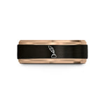 tungsten wedding rings men – black & rose gold tungsten quill ink wedding band