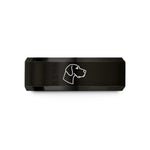 engraved jewelry for men – black tungsten great dane wedding band