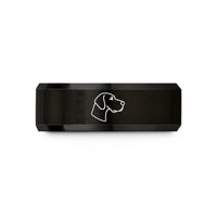 engraved jewelry for men – black tungsten great dane wedding band