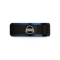custom men's tungsten ring – black & blue tungsten beanie hat wedding band