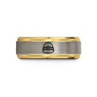 engraved tungsten bands him – gold & blue & silver tungsten beanie hat wedding band