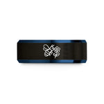tungsten carbide rings him – black & blue tungsten honeybee flower wedding band