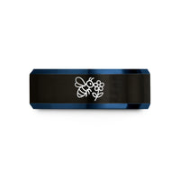 tungsten carbide rings him – black & blue tungsten honeybee flower wedding band