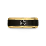 engraved tungsten rings him – black & gold tungsten honeybee flower wedding band