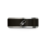 unique wedding bands – black & silver tungsten parent hand wedding band