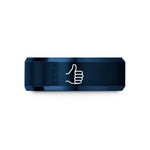 custom him tungsten ring – black & blue tungsten thumbs up wedding band