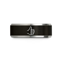 him titanium band gift – black & grey tungsten thumbs up wedding band