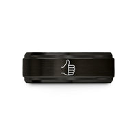 mens comfort fit ring – black tungsten thumbs up wedding band