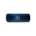 custom rings for men – blue & rose gold tungsten grill king wedding band