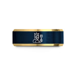 men's tungsten wedding band – gold & blue tungsten grill king wedding band