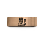 engraved rings for men – rose gold & blue tungsten grill king wedding band