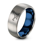 Personalized Wedding Gift for Couple – blue & gray tungsten leg pull front ring