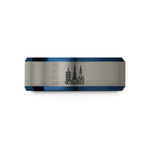 tungsten rings for couples – blue & gray tungsten tokyo skyline wedding band
