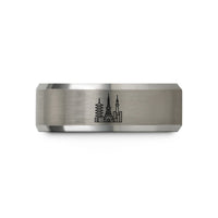 custom rings for couples – grey tungsten tokyo skyline wedding band