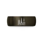 unique rings for wedding – gunmetal & blue tungsten tokyo skyline wedding band
