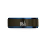 unique rings for wedding – gunmetal & blue tungsten tokyo skyline wedding band