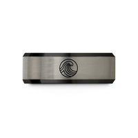 unique wedding presents ideas – black & blue & gray tungsten wave circle wedding band