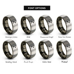 font options for inside engraving on gunmetal & silver perthro rings