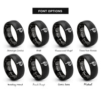 font options for inside engraving on black peso symbol rings