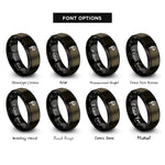 font options for inside engraving on gunmetal & black peso symbol rings