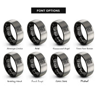 font options for inside engraving on black & grey petra treasury rings