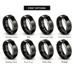 font options for inside engraving on black & silver petra treasury rings