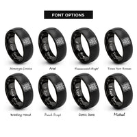 font options for inside engraving on black petra treasury rings