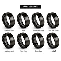 font options for inside engraving on black petra treasury rings
