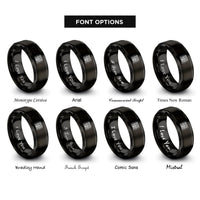 font options for inside engraving on black petra treasury rings