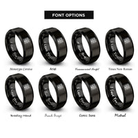 font options for inside engraving on black petra treasury rings