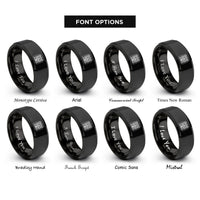 font options for inside engraving on black petra treasury rings