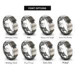 font options for inside engraving on grey petra treasury rings