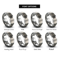 font options for inside engraving on grey petra treasury rings