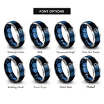 font options for inside engraving on blue & grey petri dish rings