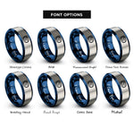 font options for inside engraving on blue & silver petri dish rings
