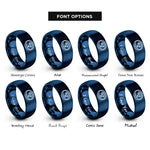 font options for inside engraving on blue petri dish rings